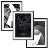 Monochromatyczne, loftowe, architektoniczne plakaty Plan Warszawy 23209 Naklejkomania - zdjecie 1 - miniatura