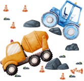 Naklejki dla chłopca- plac budowy | Dekoracje dla przedszkolaka | Obrazki na ścianę z pojazdami, maszynami T42147 Naklejkomania - zdjecie 2 - miniatura