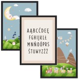 Zestaw trzech plakatów plakaty na ścianę w ramie pastelowy alfabet KD039 Naklejkomania - zdjecie 1 - miniatura