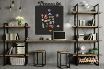 Samoprzylepna Tablica magnetyczna na magnesy z podróży na ścianę- Travels 58x70 67415 Naklejkomania - zdjecie 4 - miniatura
