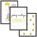 Zestaw trzech plakatów plakaty na ścianę w ramie pokój małego odkrywcy KD020 Naklejkomania - zdjecie 1 - miniatura