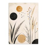 Minimalistyczny Plakat na ścianę- Geometria i Natura | Dekoracja hygge-  odcienie beżu, złota i czerni 61760 Naklejkomania - zdjecie 4 - miniatura