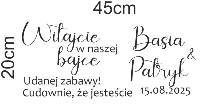 Powitanie gości na weselu- napisy na lustro, szybę, okno | Naklejki na lustro Ślubne Imiona + Data 66734 - zdjęcie 3