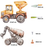 Naklejki dla Chłopca- Koparka, Betoniarka | Naturalne kolory, styl akwarela | Dekoracja do przedszkola, żłobka T42144 Naklejkomania - zdjecie 4 - miniatura