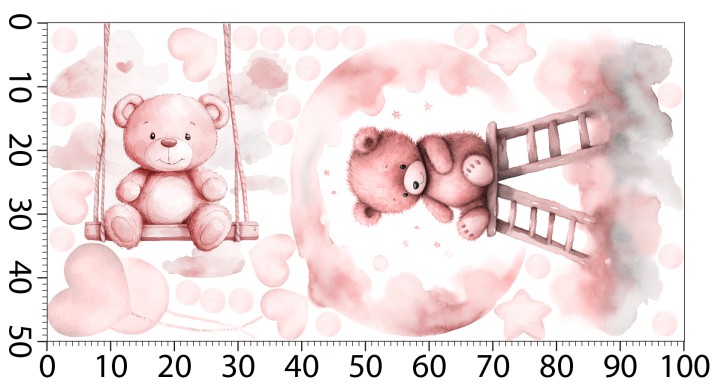 Naklejki ścienne z różowymi misiami | Urocza dekoracja do pokoju dziewczynki T42130 - zdjęcie 2