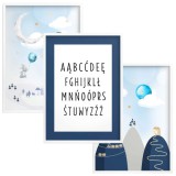 Zestaw trzech plakatów plakaty na ścianę w ramie pastelowy alfabet KD036 Naklejkomania - zdjecie 1 - miniatura