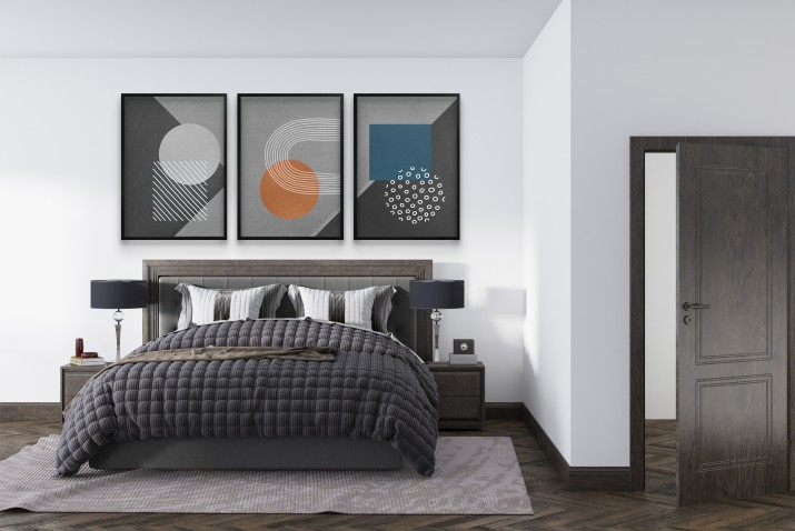 Komplet plakatów Modern Retro- Kolorowe Kształty na szarym tle | Plakaty w stylu Bauhaus do wnętrz skandynawskich 81821 - zdjęcie 6