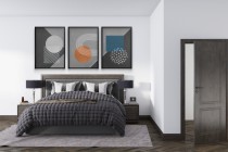 Komplet plakatów Modern Retro- Kolorowe Kształty na szarym tle | Plakaty w stylu Bauhaus do wnętrz skandynawskich 81821 Naklejkomania - zdjecie 6 - miniatura