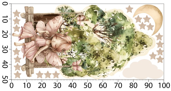 Duża Naklejka na Ścianę dla dzieci |  Styl Skandynawski i Boho | Pokój Dziecka w Naturalnych Kolorach- zieleń i beż T42143 - zdjęcie 5