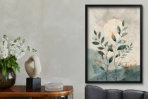 Minimalistyczny Plakat z Motywem Natury – Zielone Liście i Słońce | Pastelowe Kolory, styl boho, skandynawski 61754 Naklejkomania - zdjecie 7 - miniatura