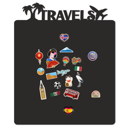 Samoprzylepna Tablica magnetyczna na magnesy z podróży na ścianę- Travels 58x70 67415 Naklejkomania - zdjecie 1