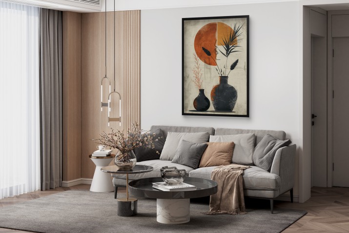 Beżowo-Pomarańczowy Plakat z kobietą | Modna dekoracja ścienna do salonu i sypialni 61759 - zdjęcie 7