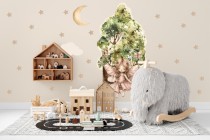 Duża Naklejka na Ścianę dla dzieci |  Styl Skandynawski i Boho | Pokój Dziecka w Naturalnych Kolorach- zieleń i beż T42143 Naklejkomania - zdjecie 3 - miniatura