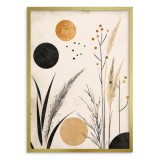 Minimalistyczny Plakat na ścianę- Geometria i Natura | Dekoracja hygge-  odcienie beżu, złota i czerni 61760 Naklejkomania - zdjecie 2 - miniatura