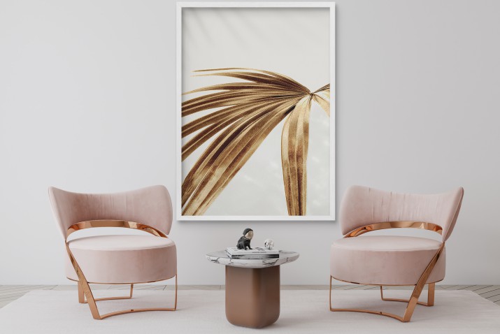 Minimalistyczny Plakat ze Złotym Liściem Palmy | Elegancka dekoracja do przedpokoju, salonu, biura 61757 - zdjęcie 5