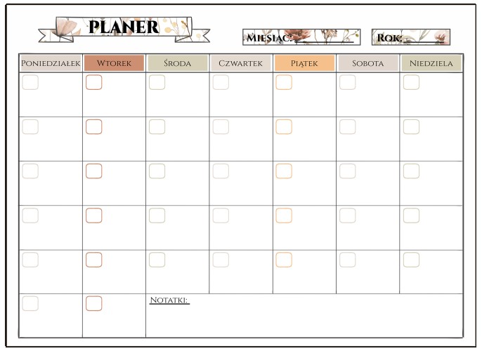 Boho Planer na lodówkę, Tablica magnetyczna, Kalendarz + Notes i pisak 4656 - zdjęcie 4