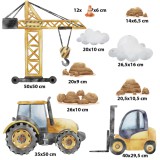 Ozdobne naklejki na ścianę- plac budowy, dźwig, traktor | Dekoracje dla przedszkolaka, do pokoju chłopca T42151 Naklejkomania - zdjecie 2 - miniatura