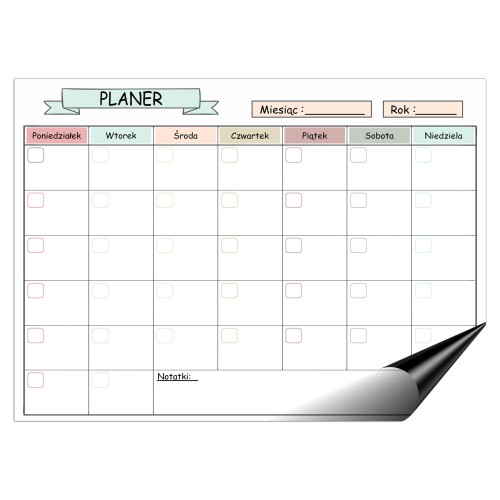 Planer magnetyczny na lodówkę | Harmonogram, Organizer, Kalendarz na magnes + Notes Lista zakupów i pisak 4654 - zdjęcie 7
