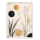Minimalistyczny Plakat na ścianę- Geometria i Natura | Dekoracja hygge-  odcienie beżu, złota i czerni 61760 Naklejkomania - zdjecie 3 - miniatura