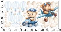 Urocze dziecięce Naklejki na ścianę – Misie, Samolot i Auto | Dekoracja ścienna do pokoju chłopca | Balony, gwiazdki T42132 Naklejkomania - zdjecie 3 - miniatura