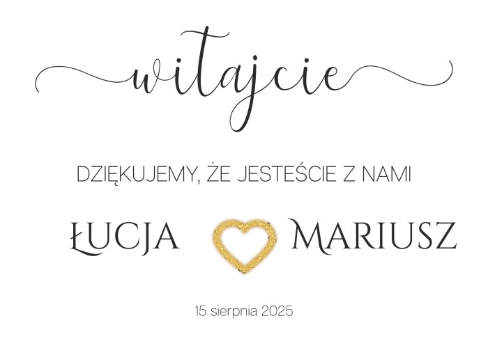 Elegancka Tablica powitalna na wesele | Napis Witajcie z imionami i datą | Przywitanie gości na weselu 61750 - zdjęcie 2