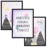 Zestaw trzech plakatów plakaty na ścianę w ramie pastelowy alfabet KD035 Naklejkomania - zdjecie 1 - miniatura