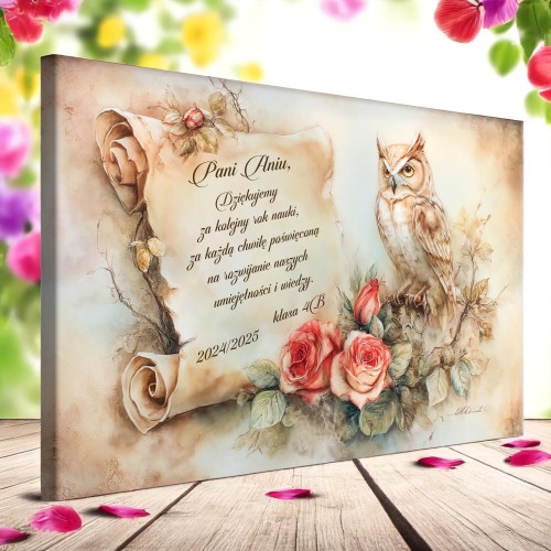 Prezent dla nauczyciela, wychowawcy na Zakończenie Roku Szkolnego- Obraz na płótnie z Podziękowaniem 81852 - zdjęcie 5