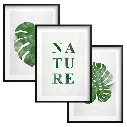 Minimalistyczne, botaniczne plakaty Nature: liście monstery 23182 Naklejkomania - zdjecie 1