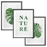 Minimalistyczne, botaniczne plakaty Nature: liście monstery 23182 Naklejkomania - zdjecie 1 - miniatura