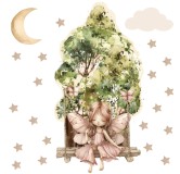 Duża Naklejka na Ścianę dla dzieci |  Styl Skandynawski i Boho | Pokój Dziecka w Naturalnych Kolorach- zieleń i beż T42143 Naklejkomania - zdjecie 2 - miniatura
