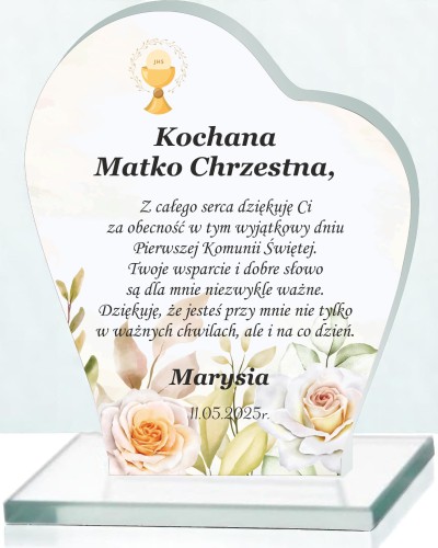 Podziękowanie dla Matki Chrzestnej Komunia | Pierwsza Komunia Święta Prezent dla Rodziców Chrzestnych- Statuetka 66083 - zdjęcie 3