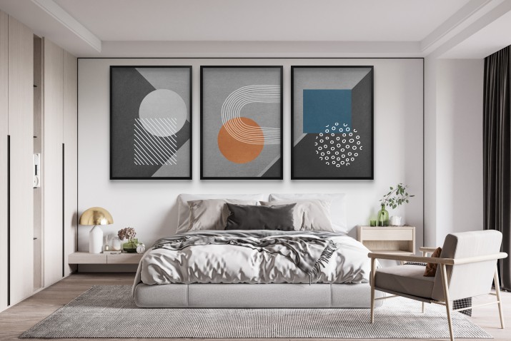 Komplet plakatów Modern Retro- Kolorowe Kształty na szarym tle | Plakaty w stylu Bauhaus do wnętrz skandynawskich 81821 - zdjęcie 7