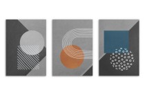 Komplet plakatów Modern Retro- Kolorowe Kształty na szarym tle | Plakaty w stylu Bauhaus do wnętrz skandynawskich 81821 Naklejkomania - zdjecie 5 - miniatura