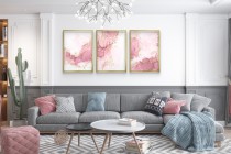 Dekoracja glamour: zestaw 3 różowo-złotych plakatów do eleganckiego wnętrza 81815 Naklejkomania - zdjecie 6 - miniatura
