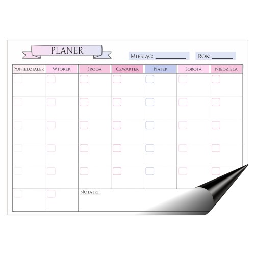 Magnetyczny kalendarz, Planer na lodówkę, Harmonogram tygodniowy + Notes z magnesem i pisak 4655 - zdjęcie 2