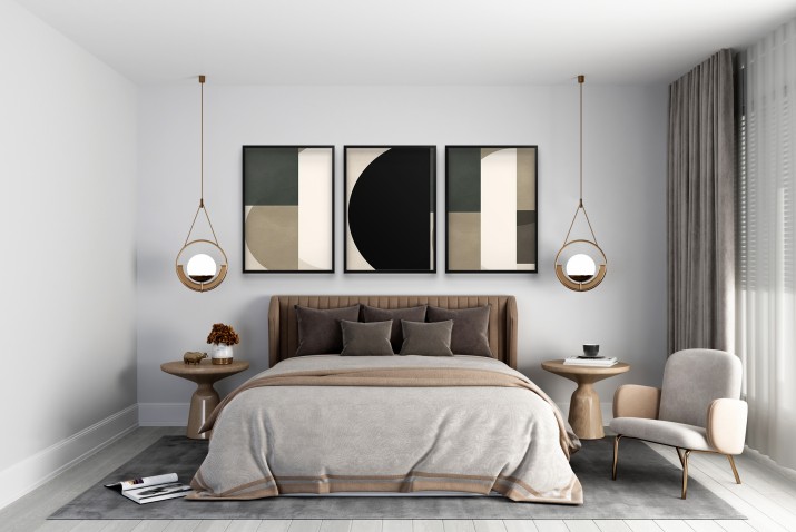 Plakaty geometryczne w czerni, beżu i zieleni – nowoczesne dekoracje w stylu minimalistycznym do salonu, sypialni, biura 81818 - zdjęcie 8