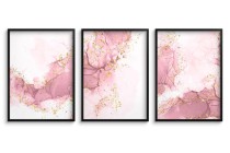 Dekoracja glamour: zestaw 3 różowo-złotych plakatów do eleganckiego wnętrza 81815 Naklejkomania - zdjecie 3 - miniatura