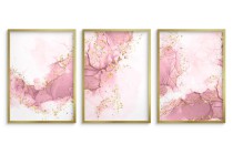 Dekoracja glamour: zestaw 3 różowo-złotych plakatów do eleganckiego wnętrza 81815 Naklejkomania - zdjecie 2 - miniatura