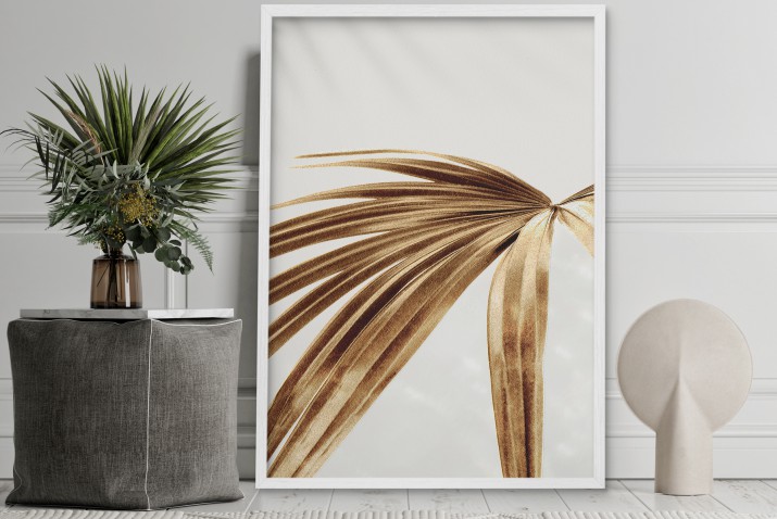 Minimalistyczny Plakat ze Złotym Liściem Palmy | Elegancka dekoracja do przedpokoju, salonu, biura 61757 - zdjęcie 6