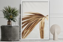 Minimalistyczny Plakat ze Złotym Liściem Palmy | Elegancka dekoracja do przedpokoju, salonu, biura 61757 Naklejkomania - zdjecie 6 - miniatura