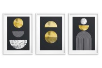 Zestaw Nowoczesnych plakatów- geometryczne wzory w złocie | Elegancka dekoracja do wnętrz glamour 81860 Naklejkomania - zdjecie 4 - miniatura