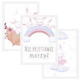 Zestaw trzech plakatów plakaty na ścianę w ramie pastelowe króliczki KD018 Naklejkomania - zdjecie 1 - miniatura
