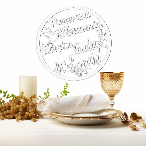 Ażurowy Napis Pierwsza Komunia Święta | Tablica powitalna na Komunię | Baner, Dekoracje komunijne 69111 - zdjęcie 2