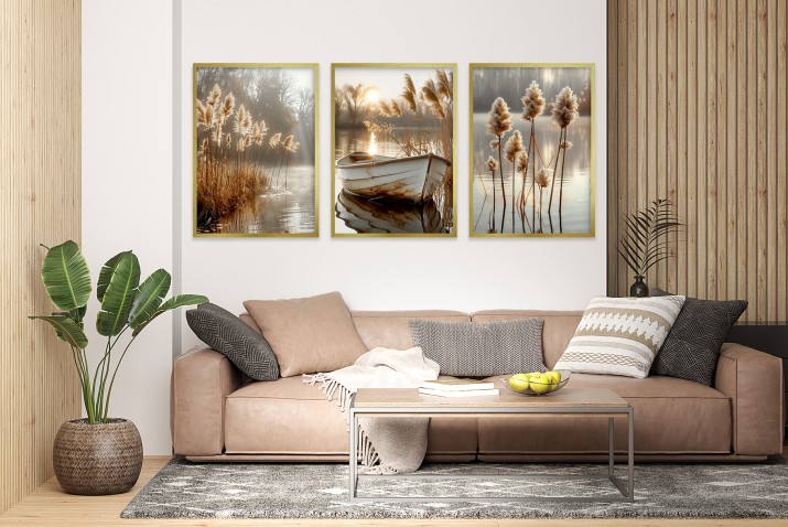 Zestaw boho plakatów trzy Plakaty postery do salonu, sypialni Spokój na jeziorze 81175 - zdjęcie 3