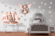 Dziecięca Naklejka na ścianę- Wróżka, Zamek, Gwiazdki | Piękna dekoracja do sypialni dziecka T42142 Naklejkomania - zdjecie 1 - miniatura