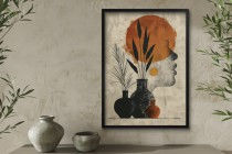 Beżowy Plakat do wnętrz w stylu boho, etno | Artystyczna grafika z pomarańczowym słońcem 61758 Naklejkomania - zdjecie 4 - miniatura