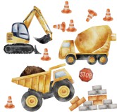 Dekoracje do pokoju chłopca- Naklejki ścienne | Koparka, Betoniarka, plac budowy- Ozdoby na ścianę, meble dla dziecka T42149 Naklejkomania - zdjecie 2 - miniatura