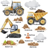 Duży Zestaw naklejek na ścianę dla przedszkolaka- Pojazdy, maszyny budowlane | Dekoracje do pokoju dziecka T42150 Naklejkomania - zdjecie 2 - miniatura
