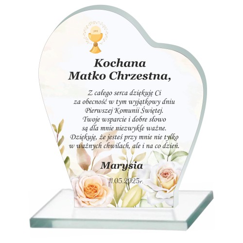 Podziękowanie dla Matki Chrzestnej Komunia | Pierwsza Komunia Święta Prezent dla Rodziców Chrzestnych- Statuetka 66083