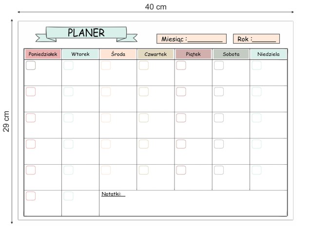 Planer magnetyczny na lodówkę | Harmonogram, Organizer, Kalendarz na magnes + Notes Lista zakupów i pisak 4654 - zdjęcie 2